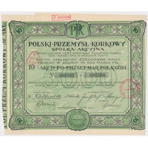 Polish Cork Industry, 10x 500 mkp 1922