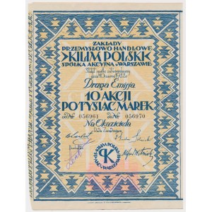 KILIM POLSKI Zakłady Przemysł. Commercial, Em.2, 10x 1,000 mkp 1922