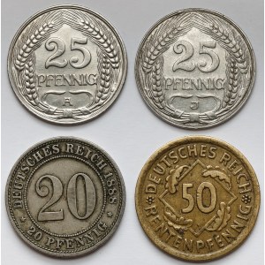 20-50 pfennig 1888-1924, Satz (4Stk)