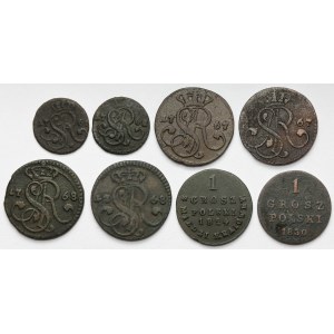 Poniatowski a rozdelenie, sada medených mincí (8 ks)