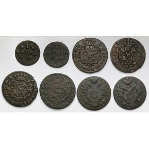 Poniatowski a rozdělení, sada měděných mincí (8 ks)