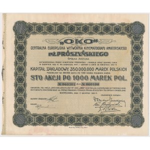 OKO Central European Cinematograph Factory..., 100x 1,000 mkp 1922