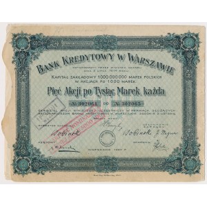 Credit Bank in Warsaw, 5x 1,000 mkp 1922