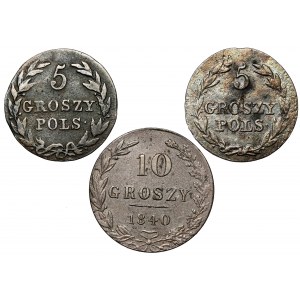 5-10 pennies 1816-1840, set (3pcs)