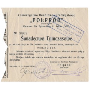 POLPROD, Provisional certificate 50x 10,000 mkp 1923