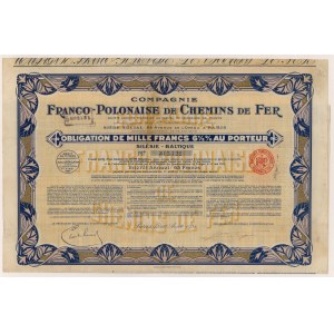 Franco-Polonaise de Chemins de Fer, 1,000 FB 1931.