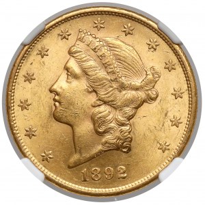 USA, 20 dolarů 1892-S