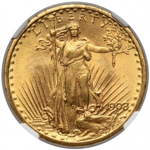 USA, 20 dolárov 1908