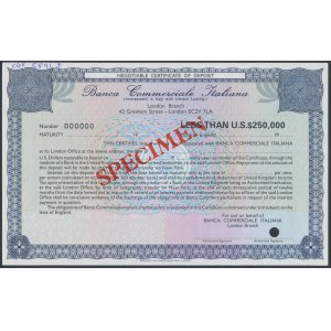 Italy, Banca Commerciale Italiana, SPECIMEN promissory note