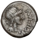 Republika, M. Cipius (115-114 p.n.e.) Denar - destrukt typu BROCKAGE