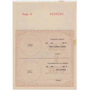 Assignment of the Ministry of Treasury (1939) - 100 zloty