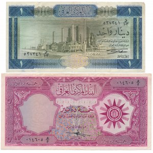 Irak, 5 Dinar (1959) und 1 Dinar (1971) - Satz (2 St.)