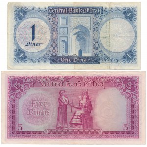 Irak, 5 Dinar (1959) und 1 Dinar (1971) - Satz (2 St.)