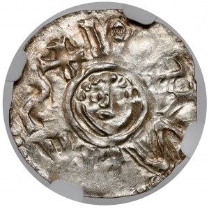 Boleslav III Křivoústý, vratislavský denár (před 1107) - hlavy