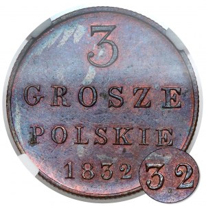 3 poľské groše 1832 KG - nová razba - vzácne