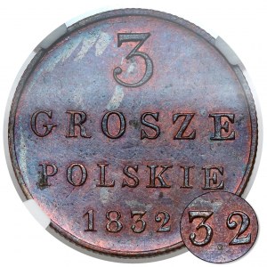 3 grosze polskie 1832 KG - nowe bicie - rzadkość