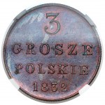 3 poľské groše 1832 KG - nová razba - vzácne