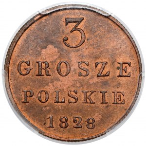 3 Polish pennies 1828 FH - new minting, Warsaw