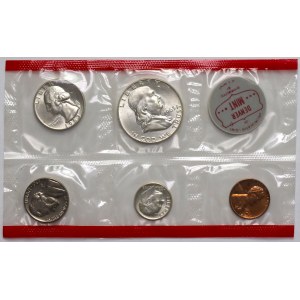 USA, 1963 ročná sada - od 1 centu po 1/2 dolára - Denver Mint