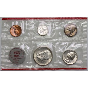 USA, 1964 ročná sada - od 1 centu po 1/2 dolára - Denver Mint