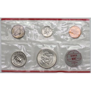 USA, 1964 ročná sada - od 1 centu po 1/2 dolára - Denver Mint