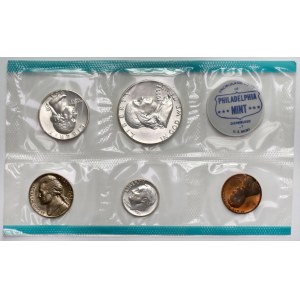 USA, 1963 ročná sada - od 1 centu po 1/2 dolára - Philadelphia Mint
