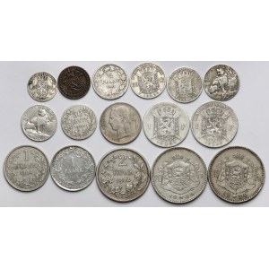 Belgium, lot of 16 coins, mostly silver