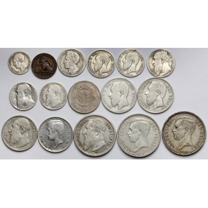 Belgie, šarže 16 mincí, převážně stříbrných