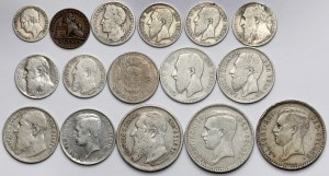 Belgium, lot of 16 coins, mostly silver