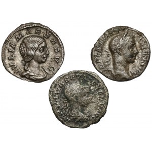 Aleksander Sewer i Julia Maesa, zestaw denarów (3szt)