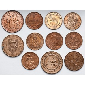 Svět, měděné mince 1808-1934, šarže (11ks)
