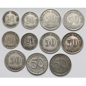 20-50 pfennig 1874-1939, Satz (11Stk)