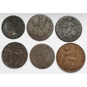 Anglie, bronzové mince 1749-1936
