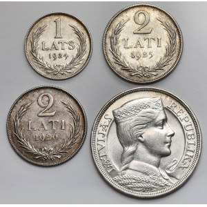Latvia, 1-5 lati 1924-1929, lot (4pcs)