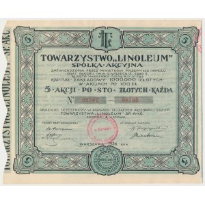 LINOLEUM Society Sp. Akc., 5x 100 zl 1936