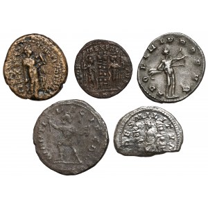 Římská říše, sada stříbrných a bronzových mincí (5ks)