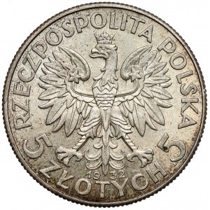 Głowa Kobiety 5 złotych 1932 bez znaku, Londyn