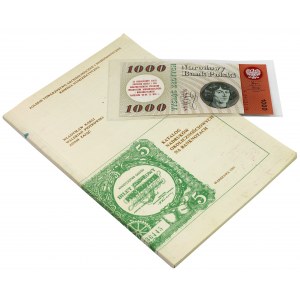Katalog pamětních přetisků na bankovkách + 1 000 zlotých 1965 s přetiskem