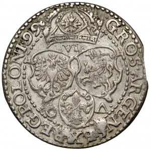 Sigismund III Vasa, Malbork Sixpence 1599 - large head - rare