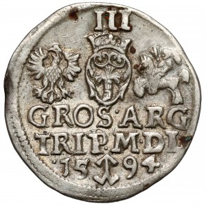 Zygmunt III Waza, Trojak Wilno 1594 - bez ozdobników