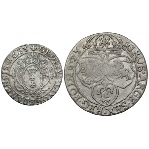 Sigismund III Vasa, Sixpence Krakow and Grosz Gdansk 1623, set (2pcs)