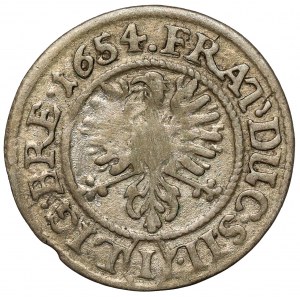 Slezsko, Tři bratři, 1 krajcar 1654, Brzeg - NIENOTATED