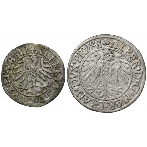 Preußen, Albrecht Hohenzollern, Schlegel 1550 und Grosz 1542, Satz (2tlg.)