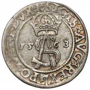 Zygmunt II August, Trojak Wilno 1563 - prążkowany monogram