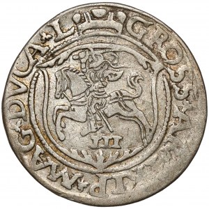Zygmunt II August, Trojak Wilno 1563 - prążkowany monogram