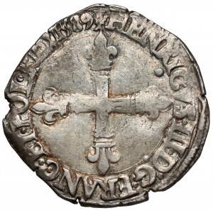 Jindřich z Valois, 1/4 ecu (quart d'écu) 1589, Nantes