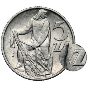 Rybak 5 złotych 1974 - na TRAWCE (z prawej) - b.rzadki