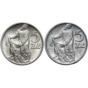 Rybak 5 złotych 1974 - oryginał i falsyfikat z epoki (2szt)