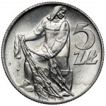 Rybak 5 złotych 1958 - wąska ósemka