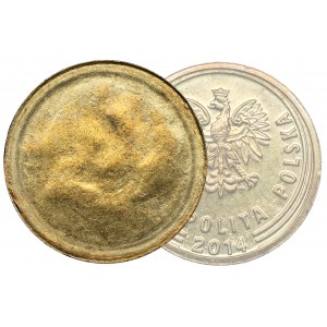 Destrukt 2 grosze 2014 Royal Mint - JEDNOSTRONNY